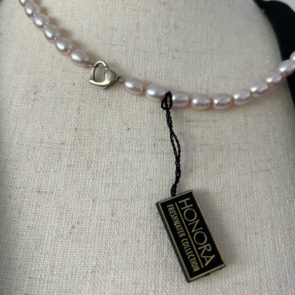 Honora Pearl Necklace with heart shaped 925 Sterling clasp - Picture 3 of 4